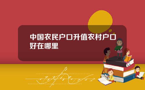 中国农民户口升值农村户口好在哪里