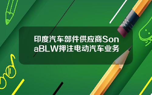 印度汽车部件供应商SonaBLW押注电动汽车业务