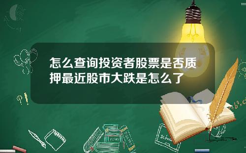 怎么查询投资者股票是否质押最近股市大跌是怎么了