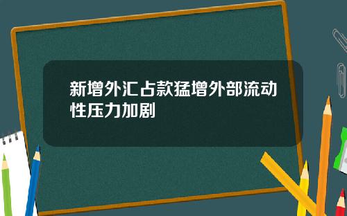 新增外汇占款猛增外部流动性压力加剧