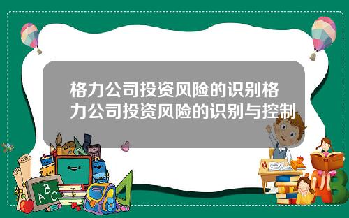 格力公司投资风险的识别格力公司投资风险的识别与控制