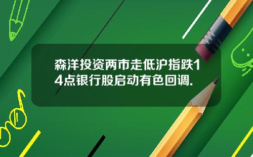 森洋投资两市走低沪指跌14点银行股启动有色回调.