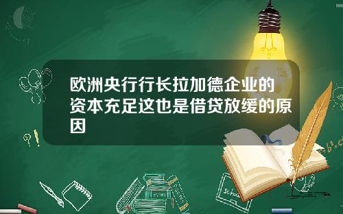 欧洲央行行长拉加德企业的资本充足这也是借贷放缓的原因