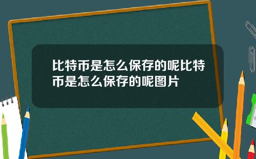 比特币是怎么保存的呢比特币是怎么保存的呢图片