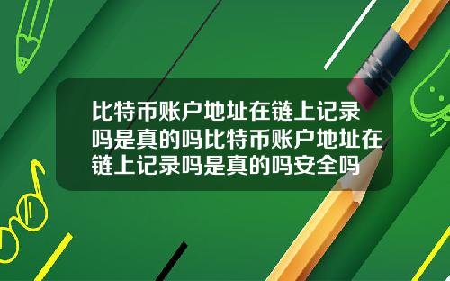 比特币账户地址在链上记录吗是真的吗比特币账户地址在链上记录吗是真的吗安全吗