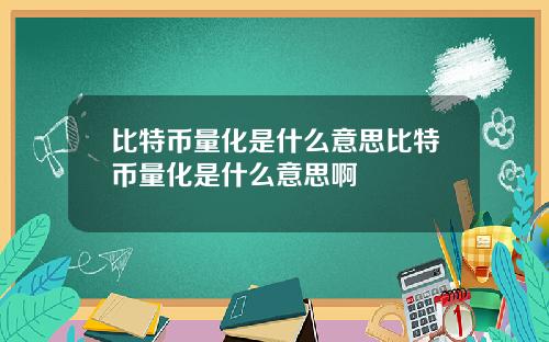 比特币量化是什么意思比特币量化是什么意思啊