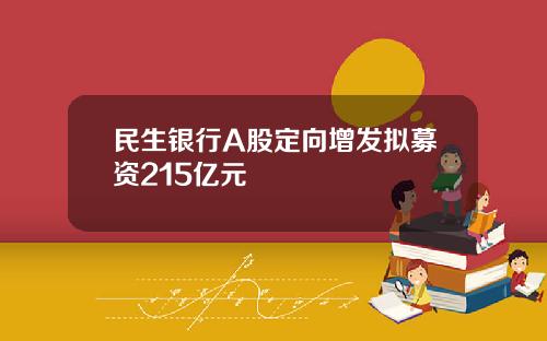 民生银行A股定向增发拟募资215亿元