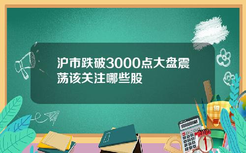 沪市跌破3000点大盘震荡该关注哪些股