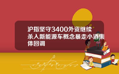 沪指坚守3400外资继续杀入新能源车概念暴走小酒集体回调