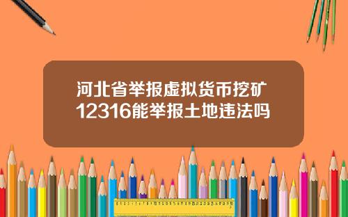 河北省举报虚拟货币挖矿 12316能举报土地违法吗