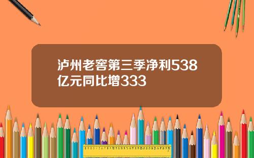 泸州老窖第三季净利538亿元同比增333