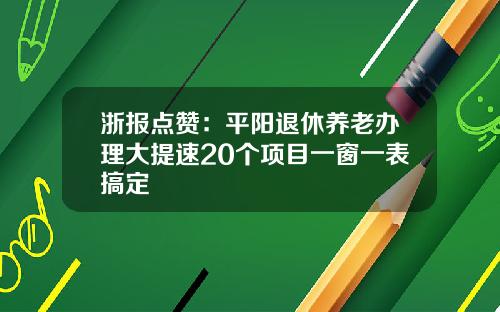 浙报点赞：平阳退休养老办理大提速20个项目一窗一表搞定