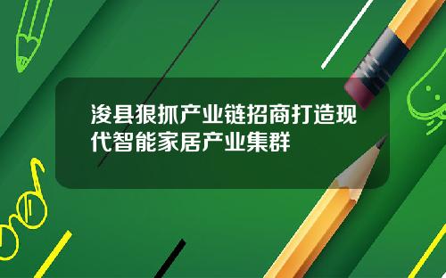 浚县狠抓产业链招商打造现代智能家居产业集群