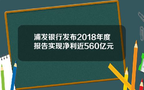 浦发银行发布2018年度报告实现净利近560亿元