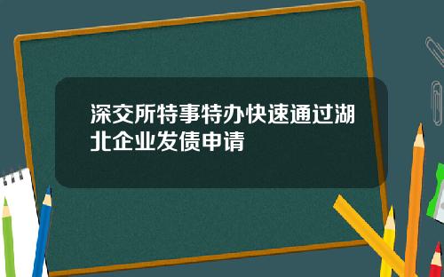 深交所特事特办快速通过湖北企业发债申请