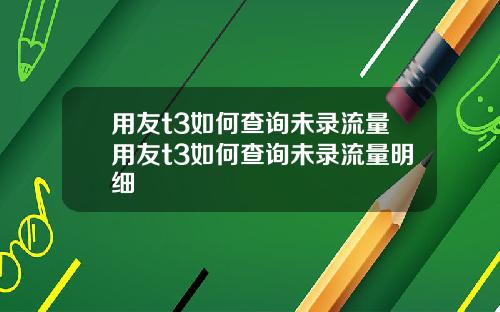 用友t3如何查询未录流量用友t3如何查询未录流量明细