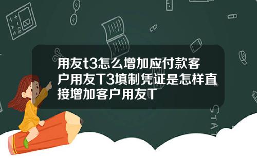 用友t3怎么增加应付款客户用友T3填制凭证是怎样直接增加客户用友T