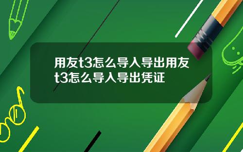 用友t3怎么导入导出用友t3怎么导入导出凭证