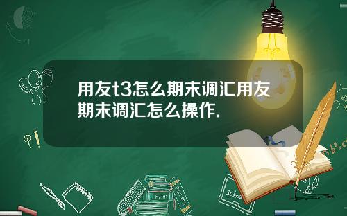 用友t3怎么期末调汇用友期末调汇怎么操作.