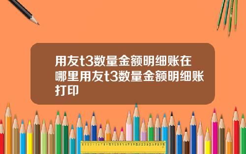 用友t3数量金额明细账在哪里用友t3数量金额明细账打印