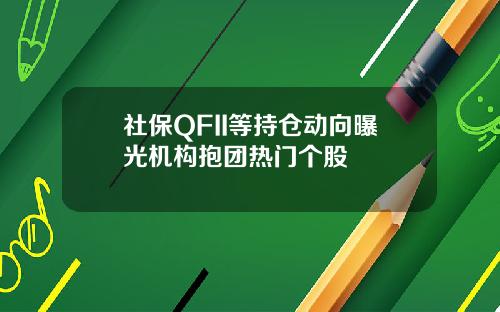 社保QFII等持仓动向曝光机构抱团热门个股