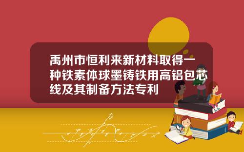 禹州市恒利来新材料取得一种铁素体球墨铸铁用高铝包芯线及其制备方法专利