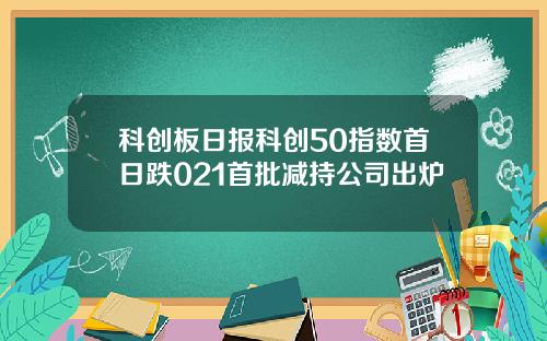 科创板日报科创50指数首日跌021首批减持公司出炉