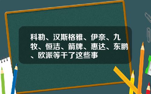 科勒、汉斯格雅、伊奈、九牧、恒洁、箭牌、惠达、东鹏、欧派等干了这些事