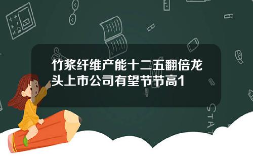 竹浆纤维产能十二五翻倍龙头上市公司有望节节高1