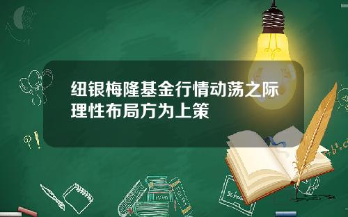 纽银梅隆基金行情动荡之际理性布局方为上策