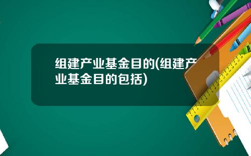 组建产业基金目的(组建产业基金目的包括)