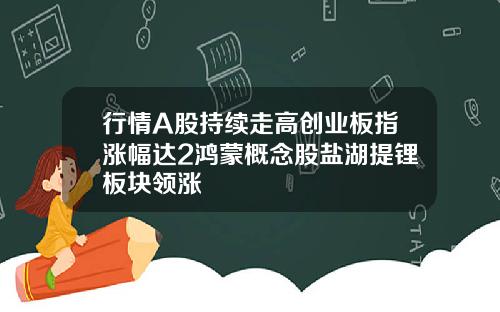 行情A股持续走高创业板指涨幅达2鸿蒙概念股盐湖提锂板块领涨