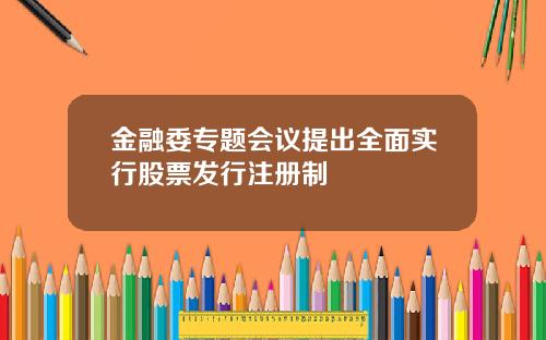 金融委专题会议提出全面实行股票发行注册制