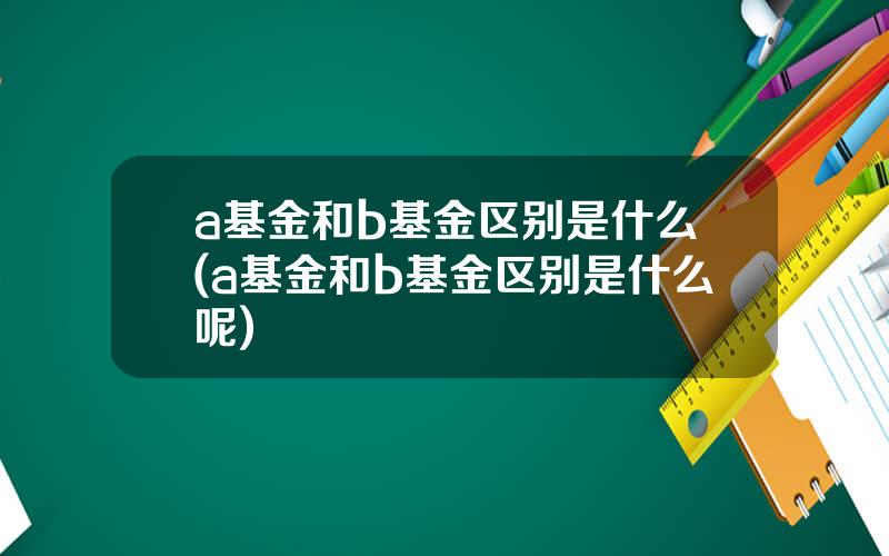 a基金和b基金区别是什么(a基金和b基金区别是什么呢)