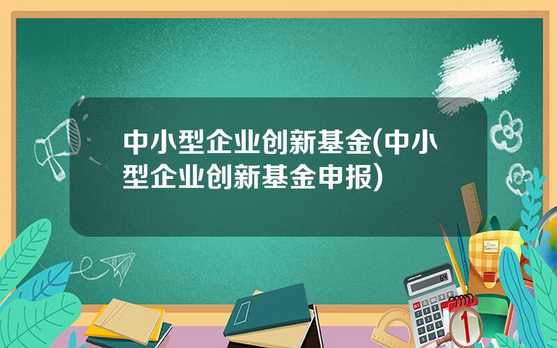 中小型企业创新基金(中小型企业创新基金申报)