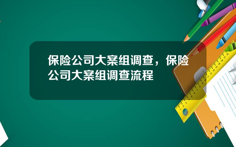 保险公司大案组调查，保险公司大案组调查流程