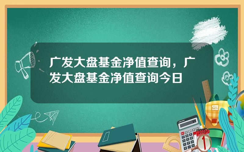 广发大盘基金净值查询，广发大盘基金净值查询今日