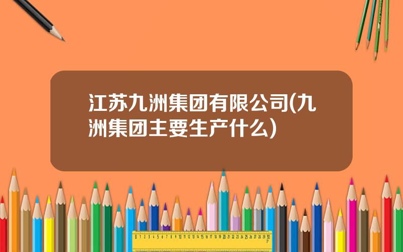 江苏九洲集团有限公司(九洲集团主要生产什么)