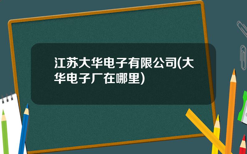 江苏大华电子有限公司(大华电子厂在哪里)