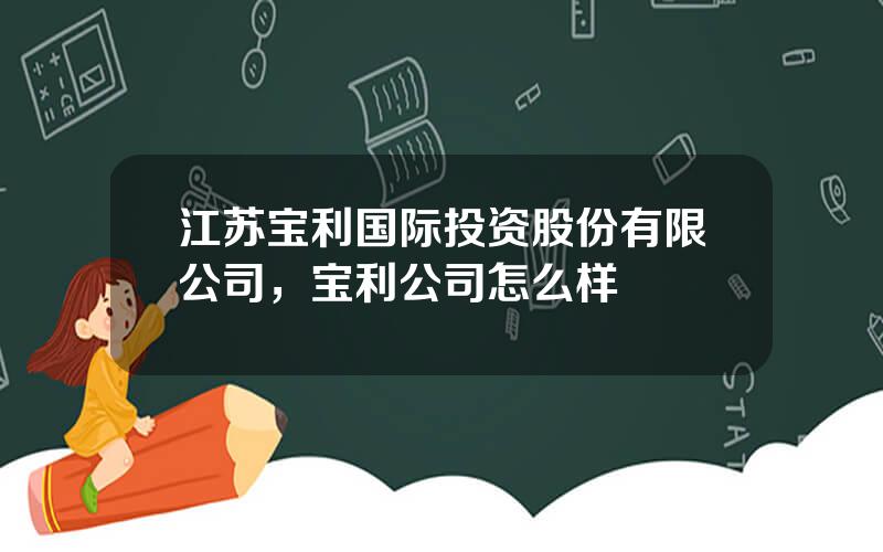 江苏宝利国际投资股份有限公司，宝利公司怎么样