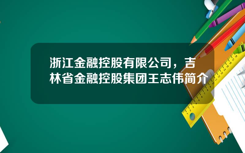 浙江金融控股有限公司，吉林省金融控股集团王志伟简介