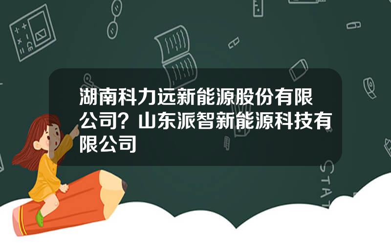 湖南科力远新能源股份有限公司？山东派智新能源科技有限公司