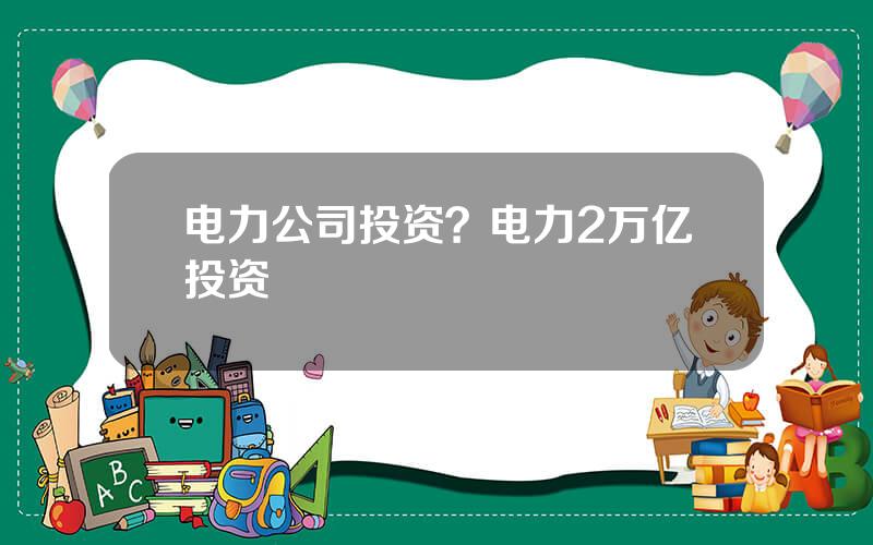 电力公司投资？电力2万亿投资