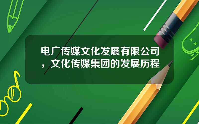 电广传媒文化发展有限公司，文化传媒集团的发展历程