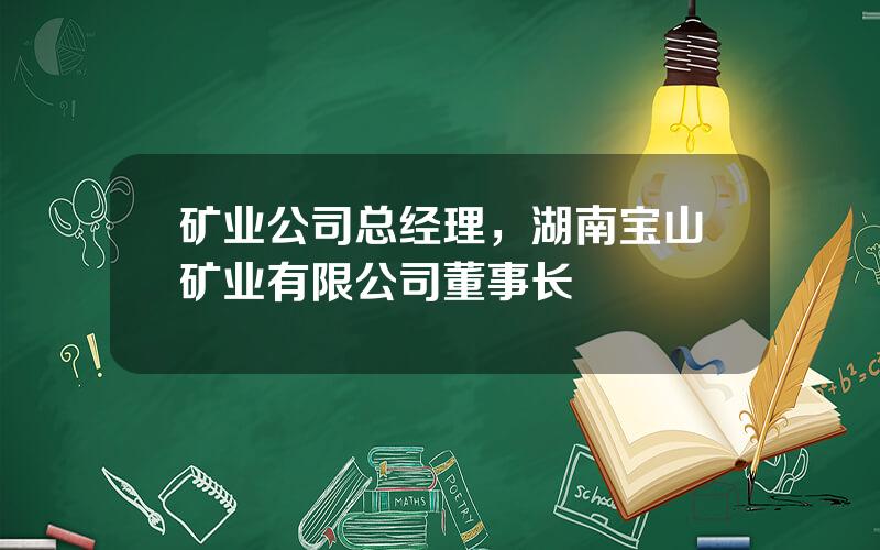 矿业公司总经理，湖南宝山矿业有限公司董事长