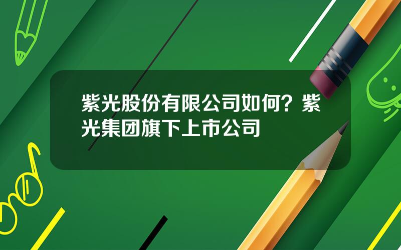 紫光股份有限公司如何？紫光集团旗下上市公司