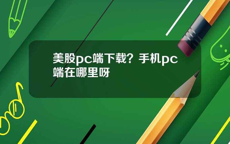 美股pc端下载？手机pc端在哪里呀