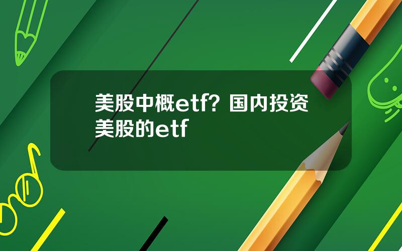 美股中概etf？国内投资美股的etf