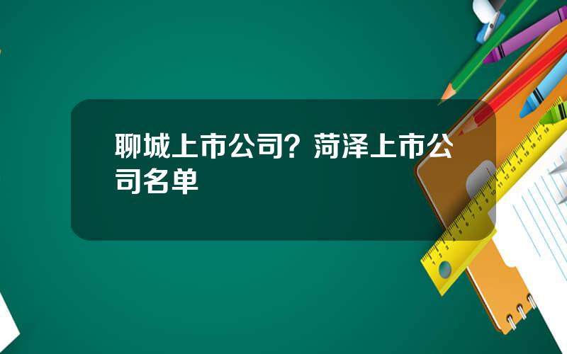 聊城上市公司？菏泽上市公司名单