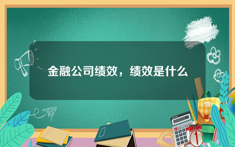 金融公司绩效，绩效是什么